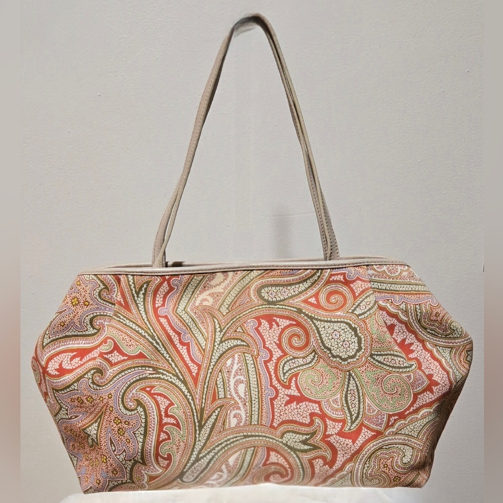 Etro Essential Paisley-Print Jacquard Shoulder Bag With Leather Trim